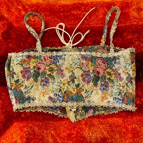 Size Medium Corset Top Floral Print Lace Up - Picture 3 of 3